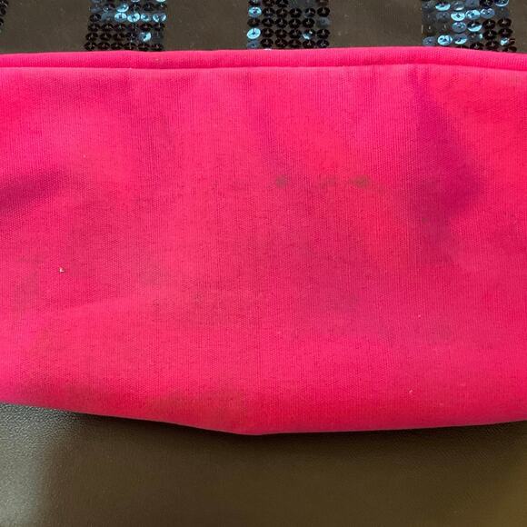 Victoria Secret Pink and Black Sequin Stripe Weekender Shoulder Tote Bag - Picture 9 of 9